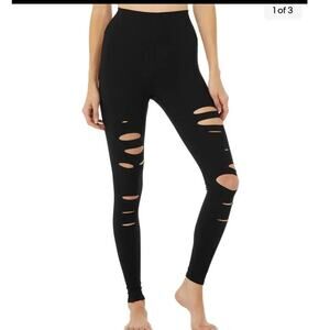 Alo Yoga  Legging High Waisted Ripped Black Size XSmall